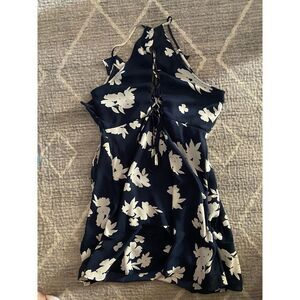 Favlux Fashion Women Blue Floral Sleeveless Sleeve Casual Dress M